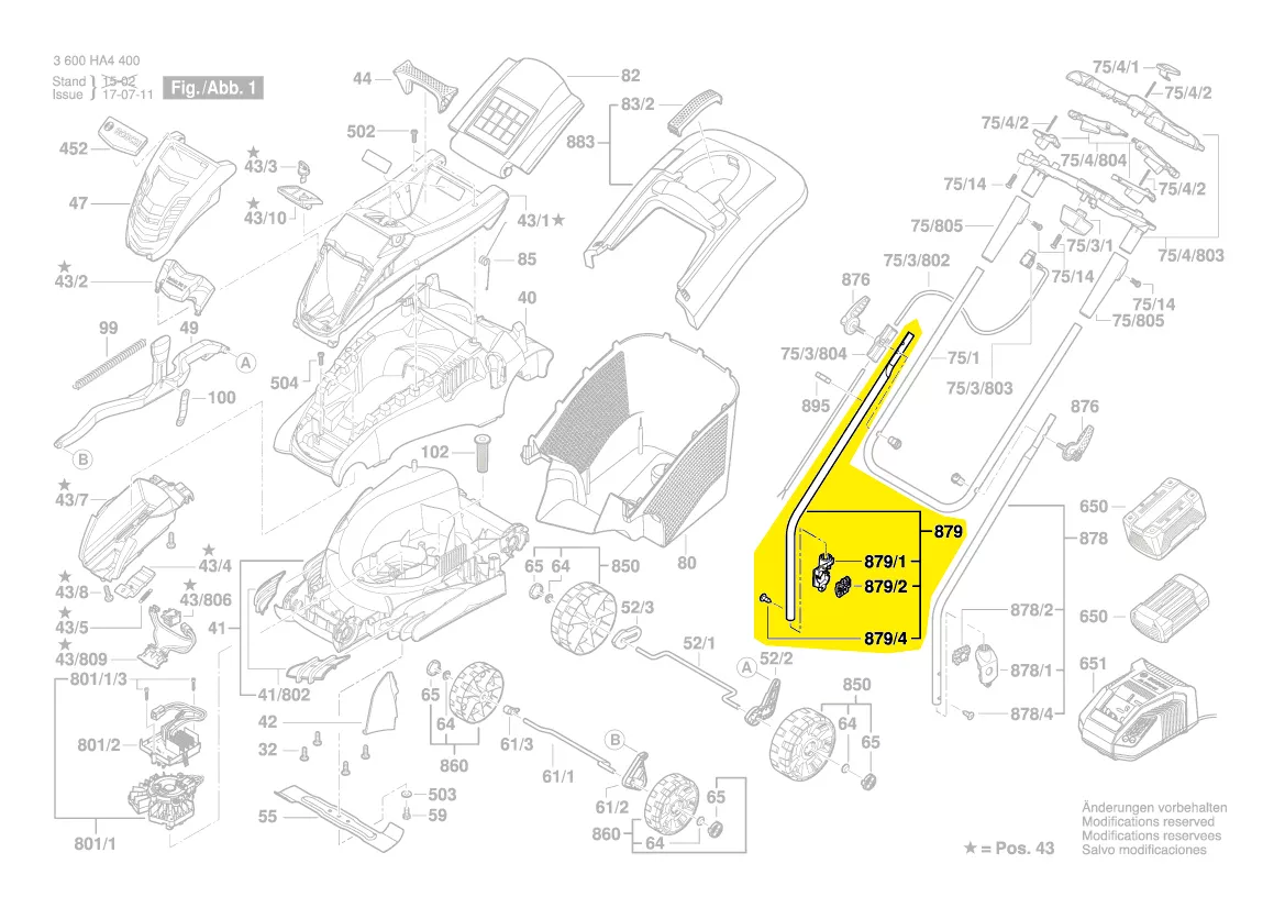 Tube droit guidon tondeuse réf. F 016 104 582 Bosch